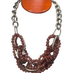 Lydell NYC Heavy Chunky Multilayered Carnelian Beaded  Designer Necklace